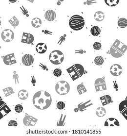 Set Planet Venus, Alien, Astronomical observatory and Earth globe on seamless pattern. Vector