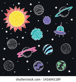 Set of planets draws design