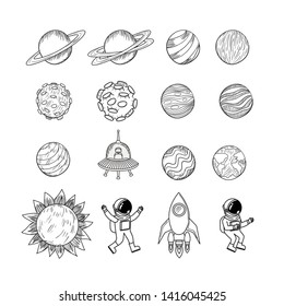 Set of planets draws design