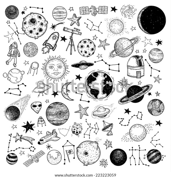 Set Planets Icon Hand Drawn Vector Stock Vector (Royalty Free ...