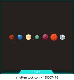 Set of planets invented. On dark background. It can be used as elements for games and icons for websites