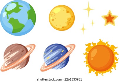 Set of planets isolated illustration