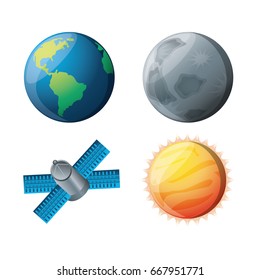 set planets with natural and technology satellites