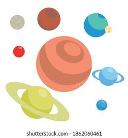 Set of planets in the solar system: mercury, Venus, earth, Jupiter, Mars, Saturn, Uranus, Neptune, moon
