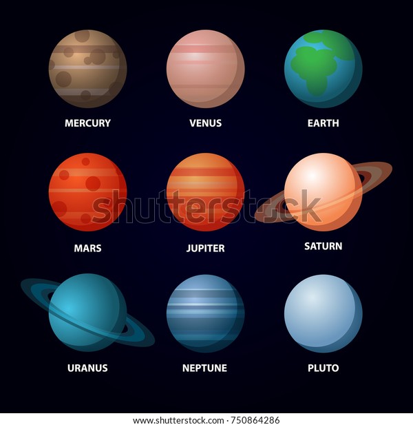 Set Planets Solar System Vector Illustration Stock Vector (Royalty Free ...