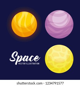 set of planets space universe icon