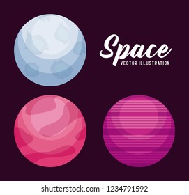 set of planets space universe icon