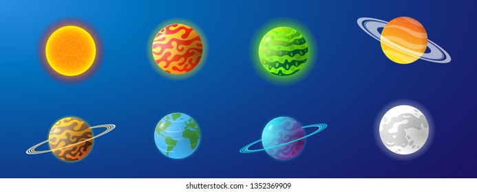 Set of Planets Universe Galaxy Illustration