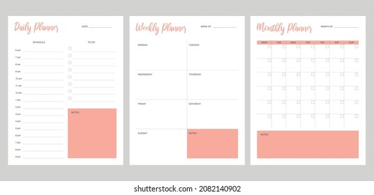 set planner daily, weekly and monthly