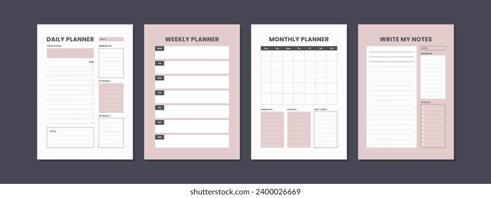 Set Of Planner Journal Organizer Form Template for Business, School Education or University