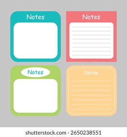 Set of planner paper check list. note paper and card. notebook, diary, stickers. planner template and blue bookmark design