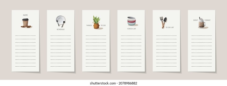 Set of planners and to do list with hand drawn illustration. Template for notebooks, agenda, schedule, planners, checklists, cards and other stationery.