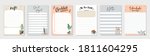 Set of planners and to do list with home interior decor illustrations. Template for agenda, schedule, planners, checklists, notebooks, cards and other stationery.