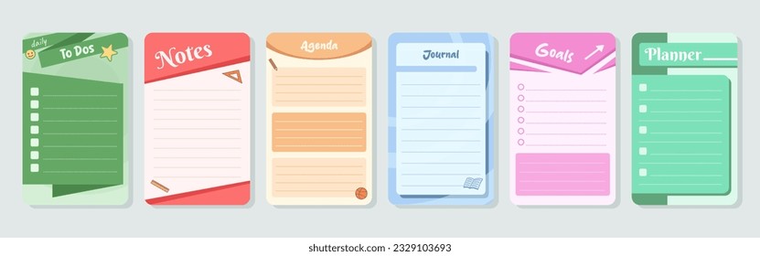 Set of planners and to do list with home interior decor illustrations. Template for agenda, schedule, planners, checklists, notebooks, cards and other stationery.