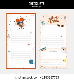 Set of planners and to do list with simple scandinavian illustrations and trendy lettering. Template for agenda, planners, check lists, and other stationery. Isolated. Vector background