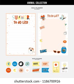 Set of planners and to do list with simple scandinavian illustrations and trendy lettering. Template for agenda, planners, check lists, and other stationery. Isolated. Vector background