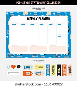Set of planners and to do list with simple scandinavian illustrations and trendy lettering. Template for agenda, planners, check lists, and other stationery. Isolated. Vector background