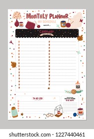 Set of planners and to do lists with simple scandinavian illustrations and trendy lettering. Template for agenda, planners, check lists, and other stationery. Isolated. Vector. Background