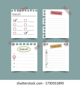 Conjunto de planificadores y para hacer listas.planificadores, listas de comprobación. Aislado. Ilustración vectorial.