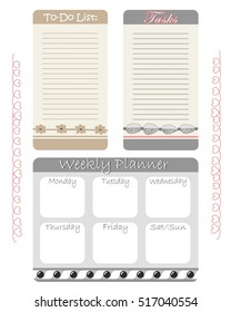 Set of planners "To-Do List" with decorative elements on a white background. Vector illustration. It can be used for organizing a day and a week