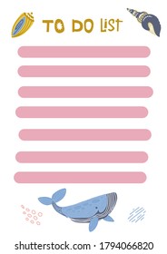 Set of planners, to-do list, postcards with cute nautical illustrations. For print. Hand-drawn.