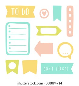 Set of planning elements. Printable stickers