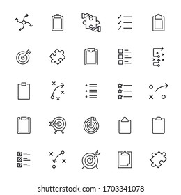 Set of planning related vector line icons. Premium linear symbols pack. Vector illustration isolated on a white background. Web symbols for web sites and mobile app. Trendy design. 