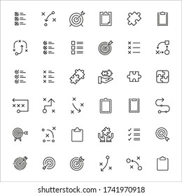 Set of planning related vector line icons. Premium linear symbols pack. Vector illustration isolated on a white background. Web symbols for web sites and mobile app. Trendy design. 