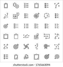 Set of planning related vector line icons. Premium linear symbols pack. Vector illustration isolated on a white background. Web symbols for web sites and mobile app. Trendy design. 