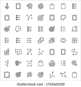 Conjunto de iconos de línea vectorial relacionados con la planificación. Paquete de símbolos lineales premium. Ilustración vectorial aislada en un fondo blanco. Símbolos web para sitios web y aplicaciones móviles. Diseño de moda. 
