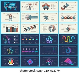 Set of planning or startup concept infographic charts. Business diagrams for presentation slide templates. For corporate report, advertising, banner and brochure design