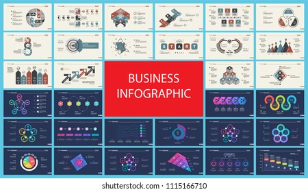 Set of planning or startup concept infographic charts. Business diagrams for presentation slide templates. For corporate report, advertising, banner and brochure design