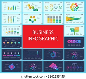 Set of planning or startup concept infographic charts. Business diagrams for presentation slide templates. For corporate report, advertising, banner and brochure design