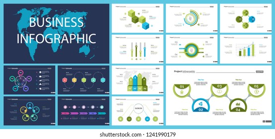 Set of planning or startup concept infographic charts. Business diagrams for presentation slide templates. For corporate report, advertising, banner and brochure design