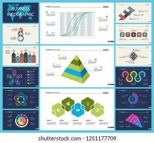 Set of planning or startup concept infographic charts. Business diagrams for presentation slide templates. For corporate report, advertising, banner and brochure design