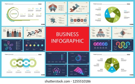 Set of planning or startup concept infographic charts. Business diagrams for presentation slide templates. For corporate report, advertising, banner and brochure design