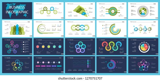 Set of planning or startup concept infographic charts. Business diagrams for presentation slide templates. For corporate report, advertising, banner and brochure design