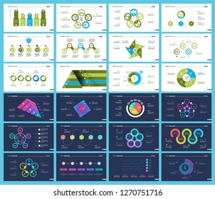 Set of planning or startup concept infographic charts. Business diagrams for presentation slide templates. For corporate report, advertising, banner and brochure design