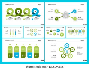 Set of planning or startup concept infographic charts. Business diagrams for presentation slide templates. For corporate report, advertising, banner and brochure design