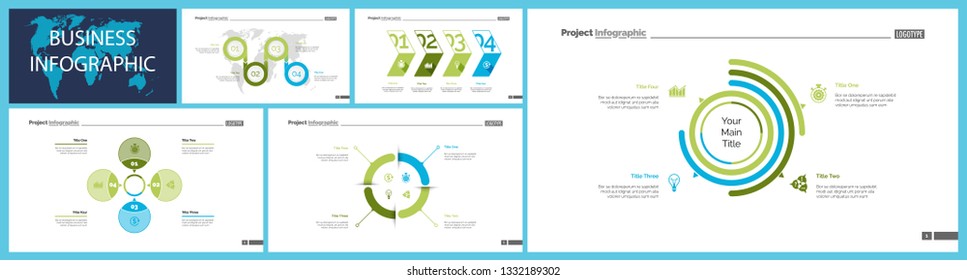 Set of planning or startup concept infographic charts. Business diagrams for presentation slide templates. For corporate report, advertising, banner and brochure design