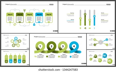 Set of planning or startup concept infographic charts. Business diagrams for presentation slide templates. For corporate report, advertising, banner and brochure design