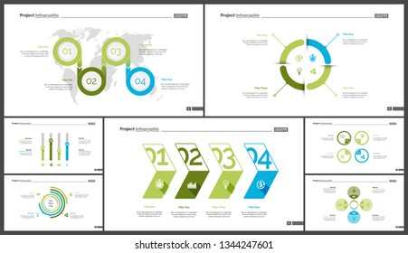 Set of planning or startup concept infographic charts. Business diagrams for presentation slide templates. For corporate report, advertising, banner and brochure design