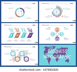 Set of planning or startup concept infographic charts. Business diagrams for presentation slide templates. For corporate report, advertising, banner and brochure design