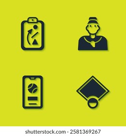 Set Planning strategy, Baseball field, Mobile with baseball and coach icon. Vector
