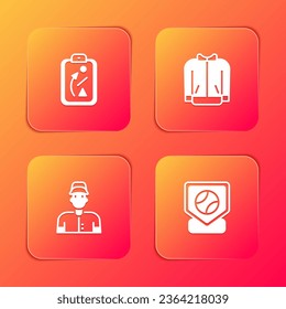 Set Planning strategy, Baseball t-shirt, player and base icon. Vector