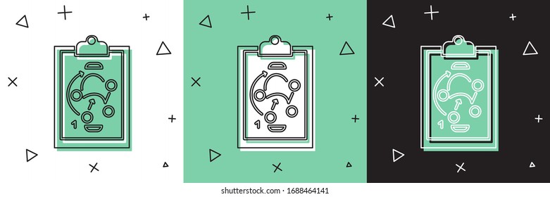 Set Planning strategy concept icon isolated on white and green, black background. Hockey cup formation and tactic.  Vector Illustration