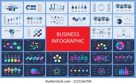 Set of planning or strategy concept infographic charts. Business diagrams for presentation slide templates. For corporate report, advertising, banner and brochure design