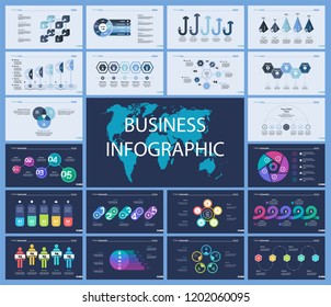 Set of planning or strategy concept infographic charts. Business diagrams for presentation slide templates. For corporate report, advertising, banner and brochure design