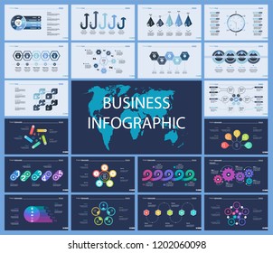 Set of planning or strategy concept infographic charts. Business diagrams for presentation slide templates. For corporate report, advertising, banner and brochure design