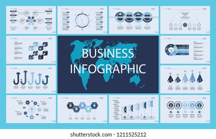 Set of planning or strategy concept infographic charts. Business diagrams for presentation slide templates. For corporate report, advertising, banner and brochure design